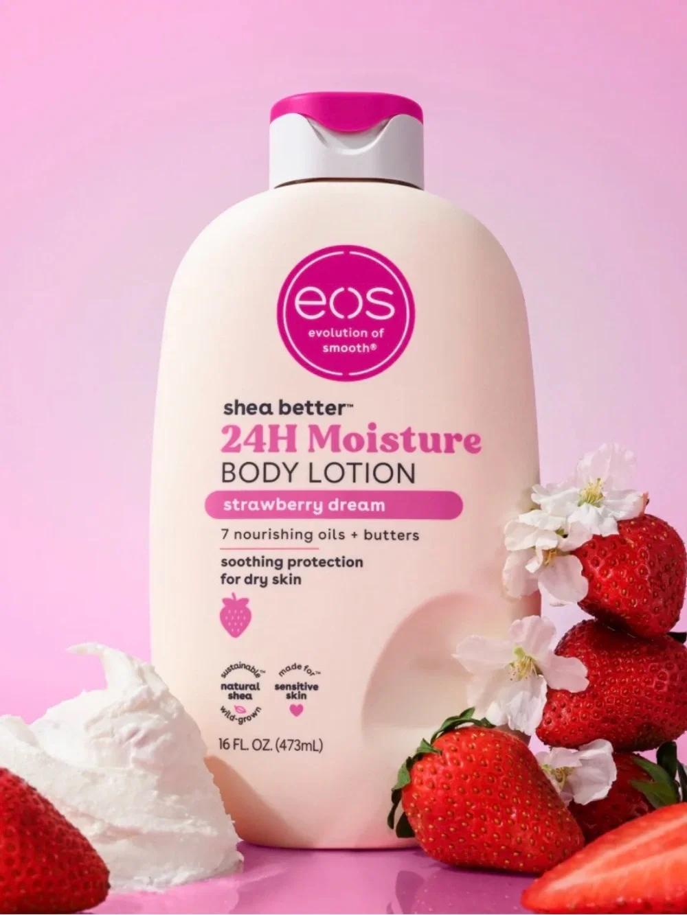 eos Strawberry Dream 24H Moisture Body Lotion - Pink/Cream
